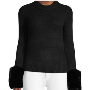 Beautiful Black Sweater with Faux Fur Cuffs!
